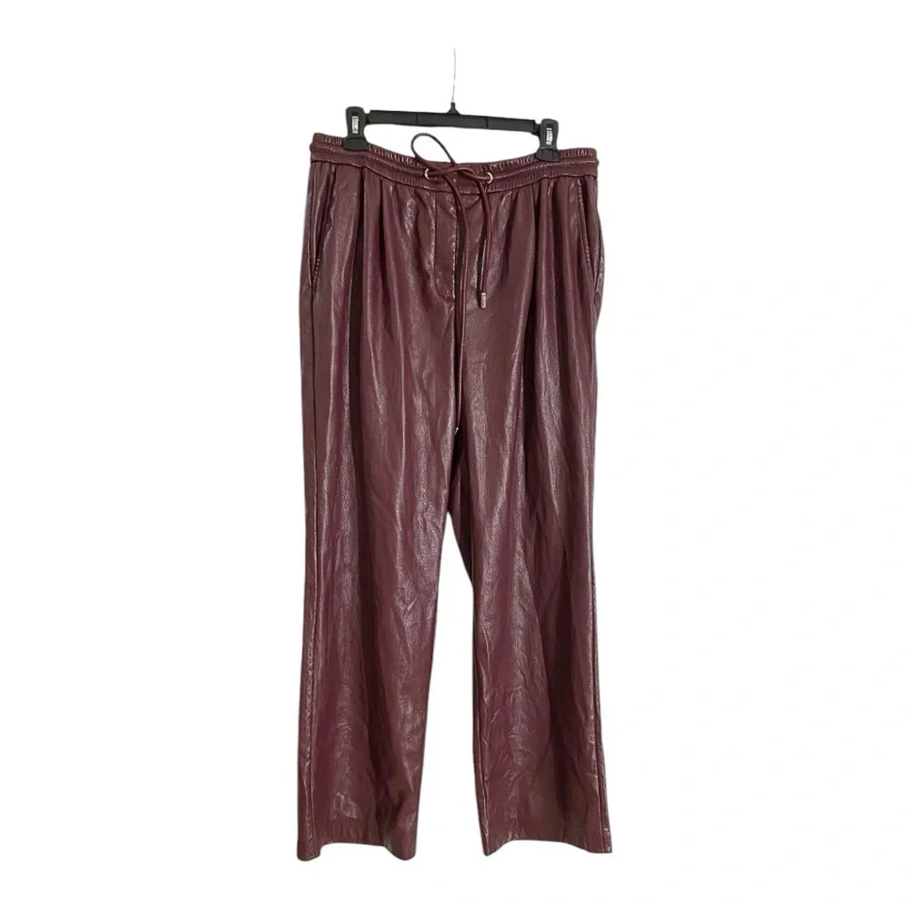 Boss Tareta Faux Leather Pant in Burgundy Wine Size 12 - Picture 4 of 8